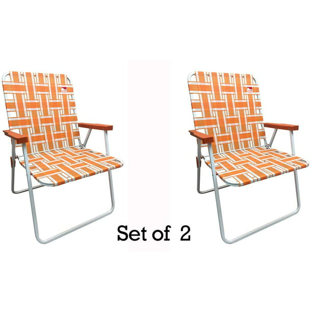 Red/White/Blue Reinforced Aluminum Classic Webbed Folding Lawn/Camp Chair 2-Pck